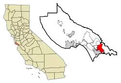 Location in Santa Cruz County and the state of California