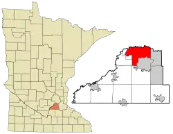 Location of the city of Shakopeewithin Scott County, Minnesota