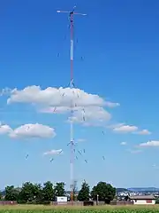 Mast radiator antenna of medium wave AM radio station, Germany