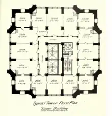  A typical floor plan in the tower section