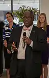 Mayor Sly James speaking at a fundraiser benefiting Project Homeless Connect in 2014