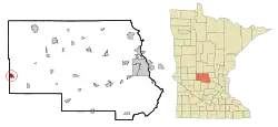 Location of Brootenwithin Stearns and Pope Countiesin the state of Minnesota