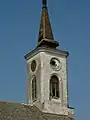 The steeple of the Catholic church