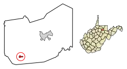 Location of Flemington in Taylor County, West Virginia.