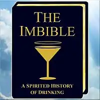 Logo shows a Bible-like book imprinted with a gilt cocktail glass adorned with a halo.