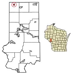 Location of Eleva in Trempealeau County, Wisconsin.