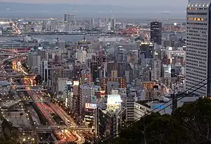 View of Sannomiya from Shin-Kobe Station (2009)