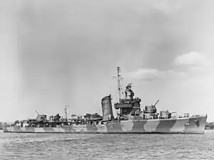 USS Mustin (DD-413), at Pearl Harbor, Hawaii, 14 June 1942.