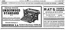 "Underwood standard n° 6" advertisement in France