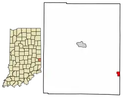 Location of West College Corner in Union County, Indiana.