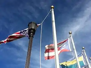 United States, Puerto Rico and Hatillo flags in Hatillo