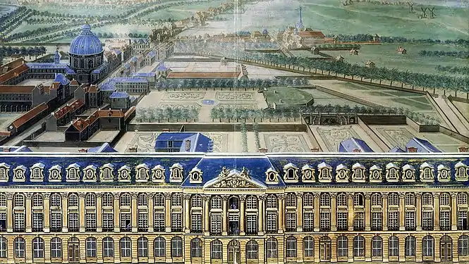 View to the west with the domed Church of the Daughters of the Assumption visible on the south side of the Rue Saint-Honoré