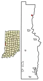 Location of Perrysville in Vermillion County, Indiana.