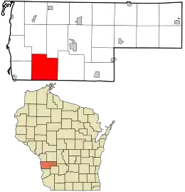 Location in Vernon County and the state of Wisconsin.