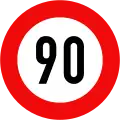 127: Maximum speed limit (90&nbsp;km/h)