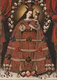 Virgin of the Rosary of Pomata (painted in the City of Cusco) (18th century), anonymous. Colonial Art Museum of Bogotá.