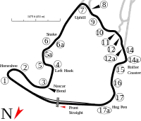 North Course2.250&nbsp;mi (3.621&nbsp;km) 17 turns