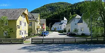 View of Evanger village