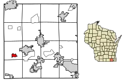 Location of Darien in Walworth County, Wisconsin.