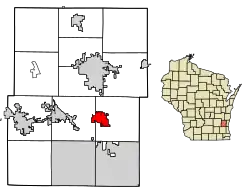 Location of Jackson in Washington County, Wisconsin.