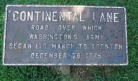 Sign marking Continental Army route.