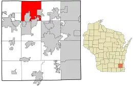 Location in Waukesha County and the state of Wisconsin.