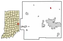 Location of Fountain City in Wayne County, Indiana.