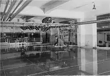 PJ Wemelsfelder and an assistant at work in the Waterloopkundig Laboratorium (Hydraulic Research Laboratory), 1931.