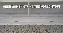Claire Fontaine, Installation view from top to bottom: (PFW, Dior Autumn/Winter 2020) When women strike the world stops, 2020 / Newsfloor (Le Monde Pixelisé), 2020