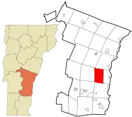 Location in Windsor County and the state of Vermont.