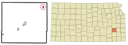 Location within Woodson County and Kansas