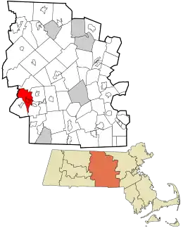 Location in Worcester County and the state of Massachusetts.