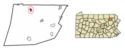 Location of Meshoppen in Wyoming County, Pennsylvania.