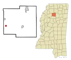 Location of Tillatoba, Mississippi