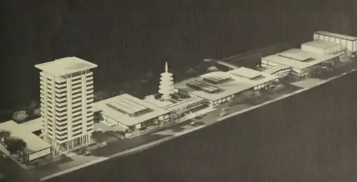 Architectural model (c.1965), looking south from Post