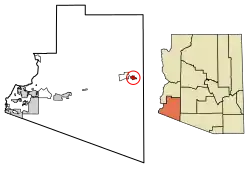 Location of Aztec in Yuma County, Arizona.