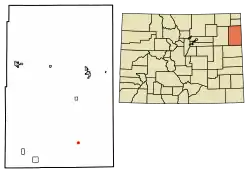 Location of the Idalia CDP in Yuma County, Colorado.