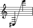 {
\override Score.SpacingSpanner.strict-note-spacing = ##t
\set Score.proportionalNotationDuration = #(ly:make-moment 1/8)
\override Score.TimeSignature #'stencil = ##f
\relative c {
\time 2/4
\ottava #0 cis4 \glissando e'''
}
}