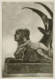 The Sphinx (ca.1887-1893) heliogravure, soft-ground etching (11.75 x 7.94&nbsp;cm) Los Angeles County Museum of Art