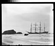 The four masted steel barque 'Gifford' wrecked at Mussel Rock in 1904.
