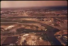 Destruction of wetlands on the Arthur kill waterway in New Jersey. Lands adjacent to the bight, rivers flowing into Nara
