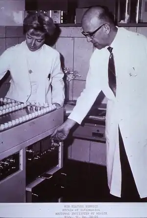 Technologists use a gamma counter to measure hormone concentrations in the blood and pituitaries using such methods as radio-immuno assays and competitive protein-binding assays.