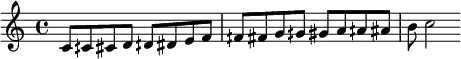 \relative c'{c8 cih cis d dih dis e f fih fis g gih gis a aih ais b c2}